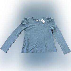 Adorable GAP Kids Blue Puff Sleeve Top with Pearls – NWT Size 8